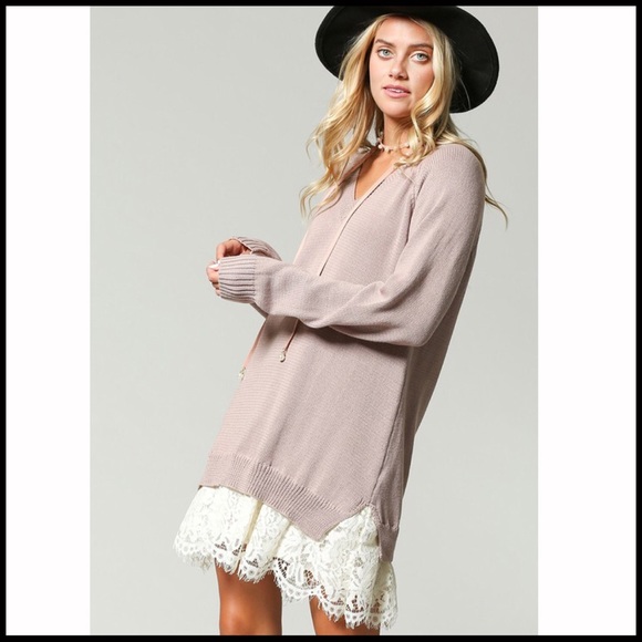 Lace-Edged Sweater Top - Picture 2 of 8